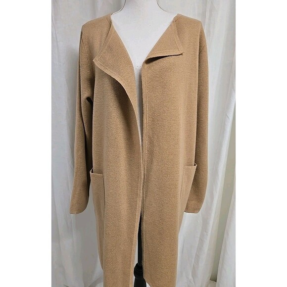 J.CREW Juliet Collarless Sweater Blazer Long Cardigan Khaki Beige Women’s Size M - Picture 3 of 11